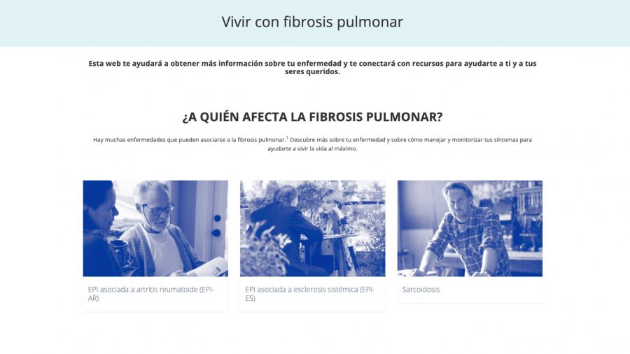 Página web "Vivir con fibrosis pulmonar", de Boehringer Ingelheim.