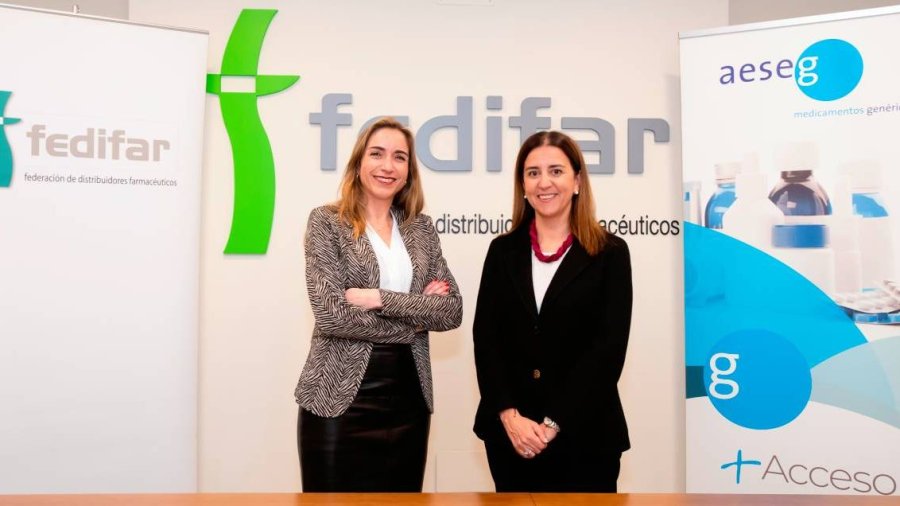  Matilde Sánchez (Fedifar) y Mar Fábregas (Aeseg) durante la reunión.