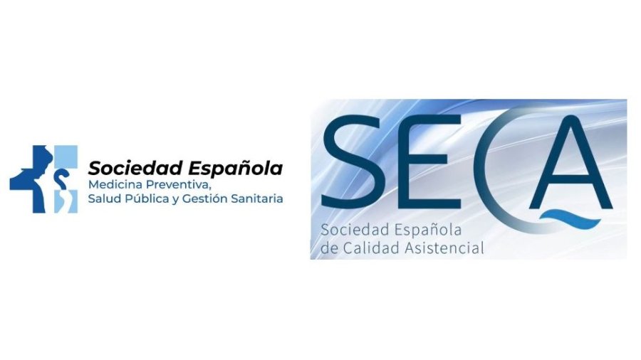 Logotipos de la Sociedad Española de Medicina Preventiva, Salud Pública y Gestión Sanitaria, Sempspgs; y la Sociedad Española de Calidad Asistencial, Seca.