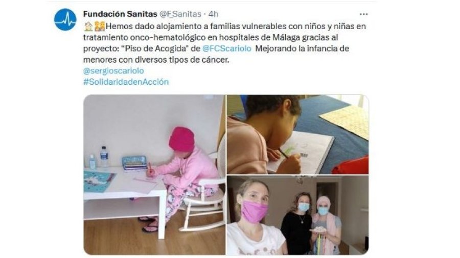 Tuit de la Fundación Sanitas sobre su acuerdo con la Fundación Cesare Scariolo.