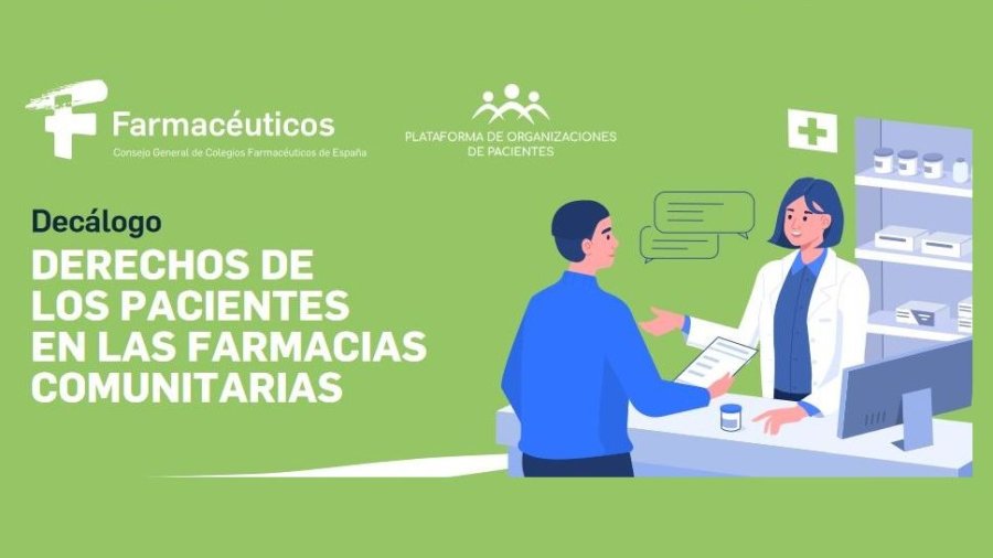 Decálogo de Derechos de los Pacientes en las Farmacias Comunitarias elaborado por el Consejo General de Colegios Farmacéuticos (CGCOF) y la Plataforma de Asociaciones de Pacientes (POP).